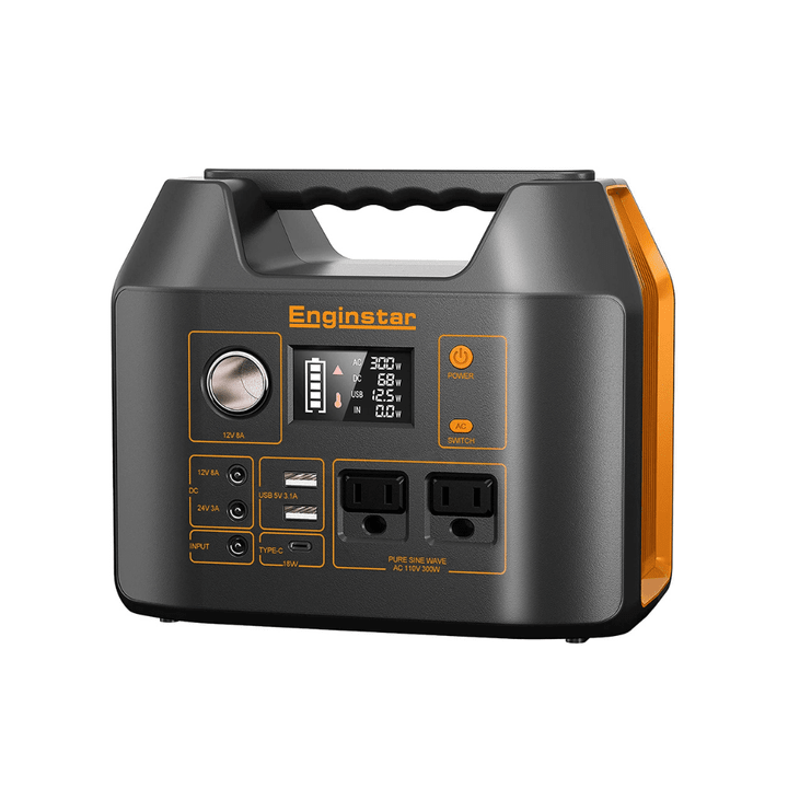 Enginstar Portable Power Station, 300watt Power Bank With Ac Outlet For Outdoors Camping Travel