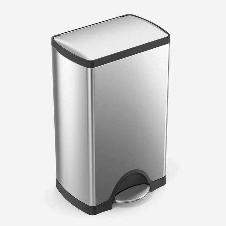 Simplehuman 38 Liter Rectangular Step Trash Can, Brushed Stainless Steel With Brushed Stainless Steel Lid