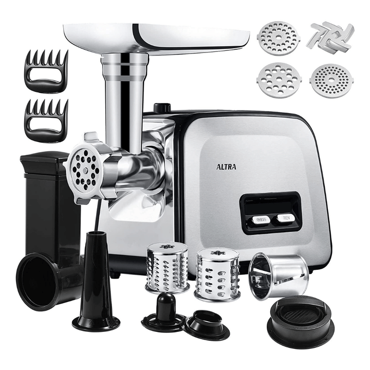 Altra Multifunction Electric Meat Grinder, Vegetable Cutter, 6-In-1, Stainless Steel