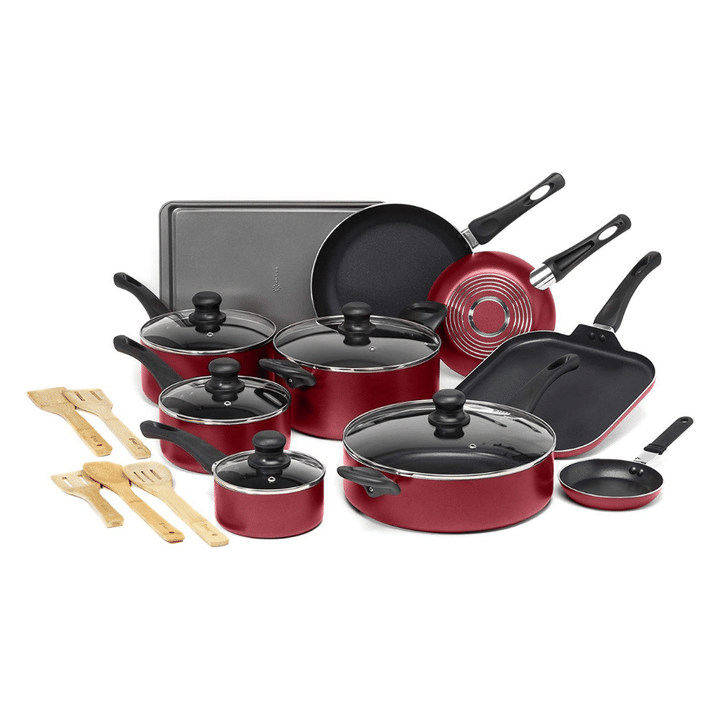Ecolution Easy Clean Non-Stick Cookware 20 Piece Set, Red
