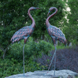 Kircust Standing Metal Crane Sculptures Bird Yard Art Outdoor Decor, Set Of 2