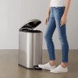 Amazon Basics 40 Liter, 10.5 Gallon Soft-Close, Smudge Resistant Trash Can With Foot Pedal For Narrow Spaces