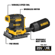 Dewalt 20V MAX XR Palm Sander, Sheet, Variable Speed, 1/4-Inch, Tool Only