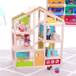 Pidoko Kids Skylar Dollhouse with 20 Pcs Furniture, 5 Dolls and a Pet Dog