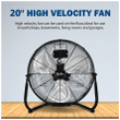 Simple Deluxe 20 Inch 3-Speed High Velocity Heavy Duty Metal Industrial Floor Fan