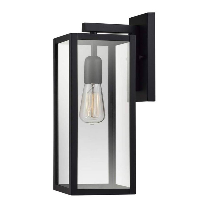 Globe Electric Bowery 1-Light Matte Black Outdoor Indoor Wall Sconce With Clear Glass Shade-Toolcent®