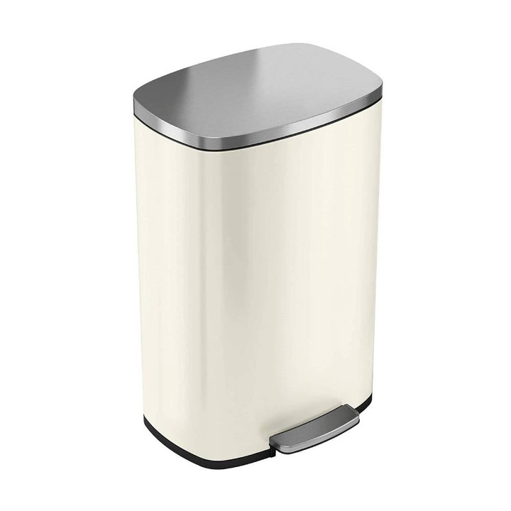 iTouchless SoftStep 13.2 Gallon Ivory Steel Step Trash Can With Odor Control System-Toolcent®