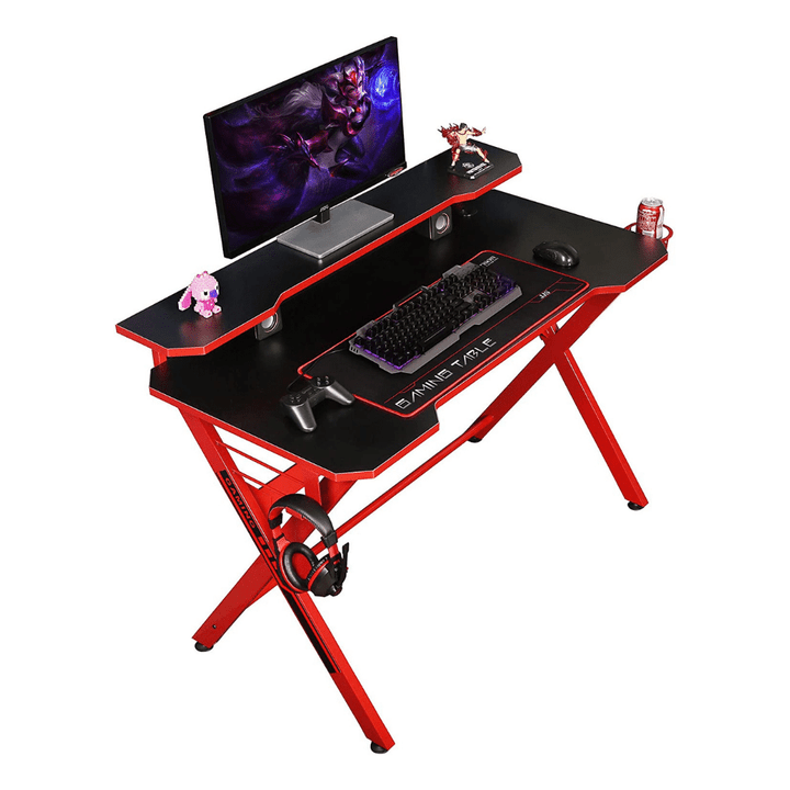 JJS 48" Home Office Gaming Computer Desk with Removable Monitor Stand, X Shaped Large Gamer Workstation PC Table