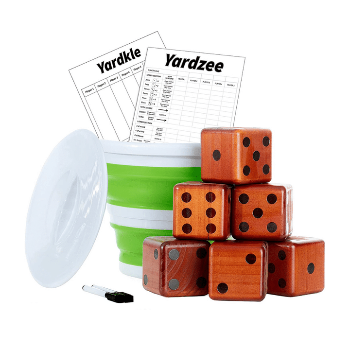 Sport Beats Giant Wooden Yard Dice Set of 6 with Yard Yardkle Rules