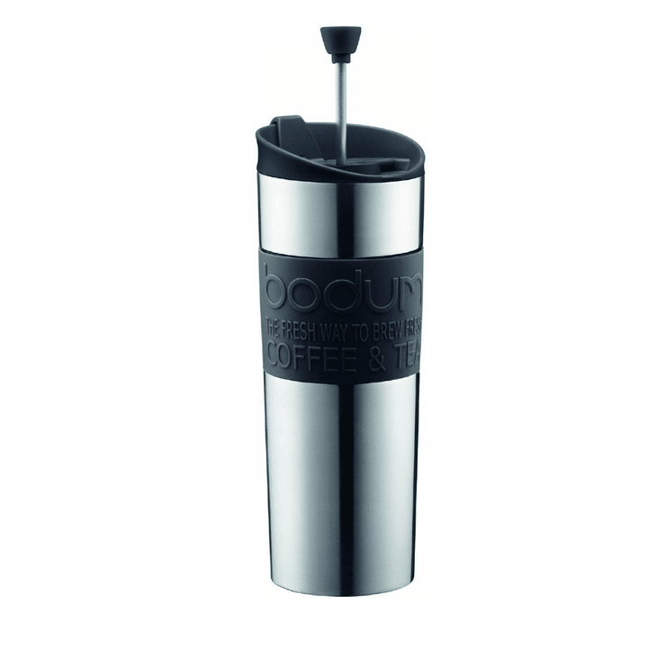 Bodum Stainless Steel Travel Coffee And Tea Press, 0.45 Liter, Black