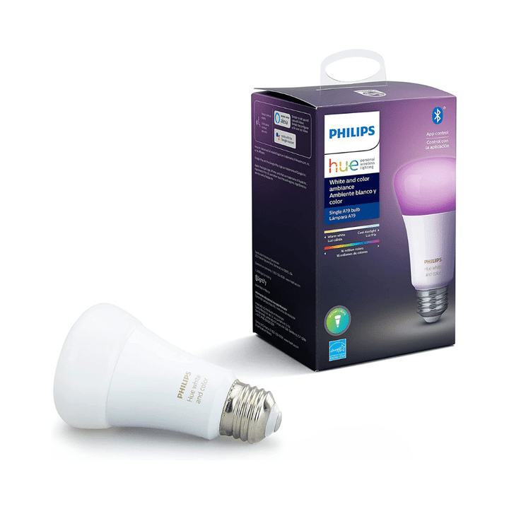 Philips Hue White And Color Ambiance A19 LED Smart Bulb, Bluetooth & Zigbee Compatible (Hue Hub Optional)