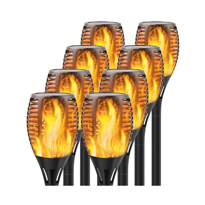 Permande Solar Torch Lights with Flickering Flame, 8 Packs
