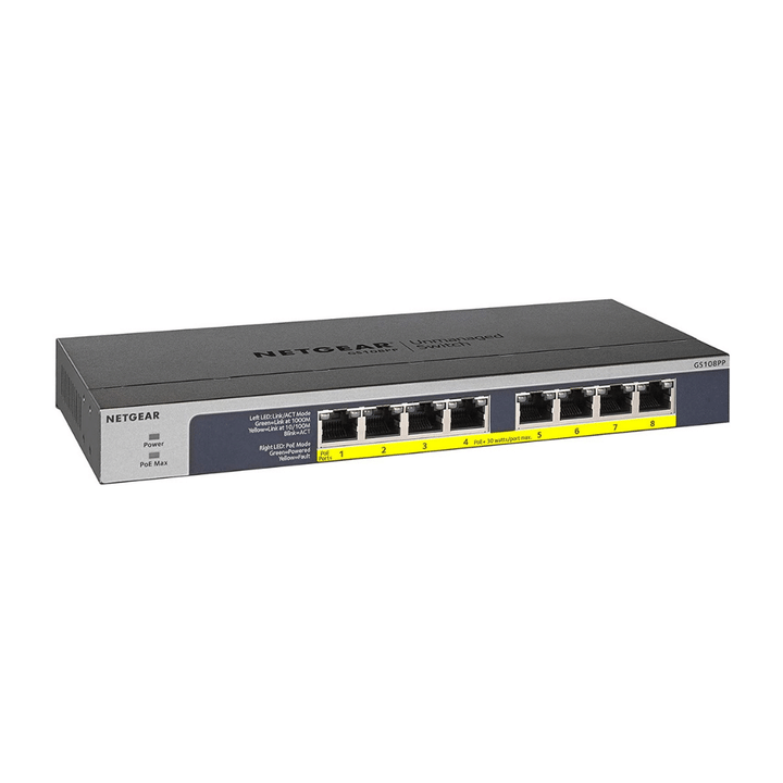 Netgear 8-Port Gigabit Ethernet Unmanaged PoE Switch (GS108PP)