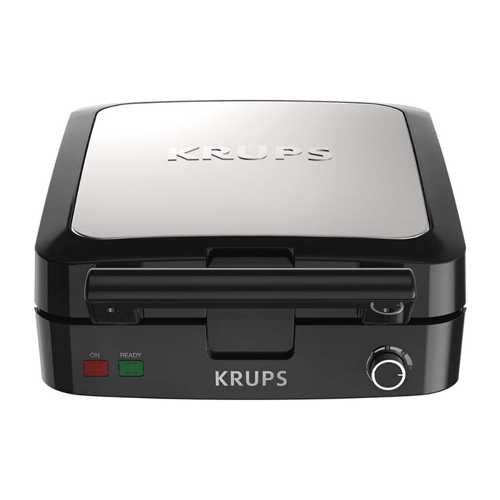 Krups Belgian Waffle Maker With Removable Plates, 4 Slices, Silver/Black