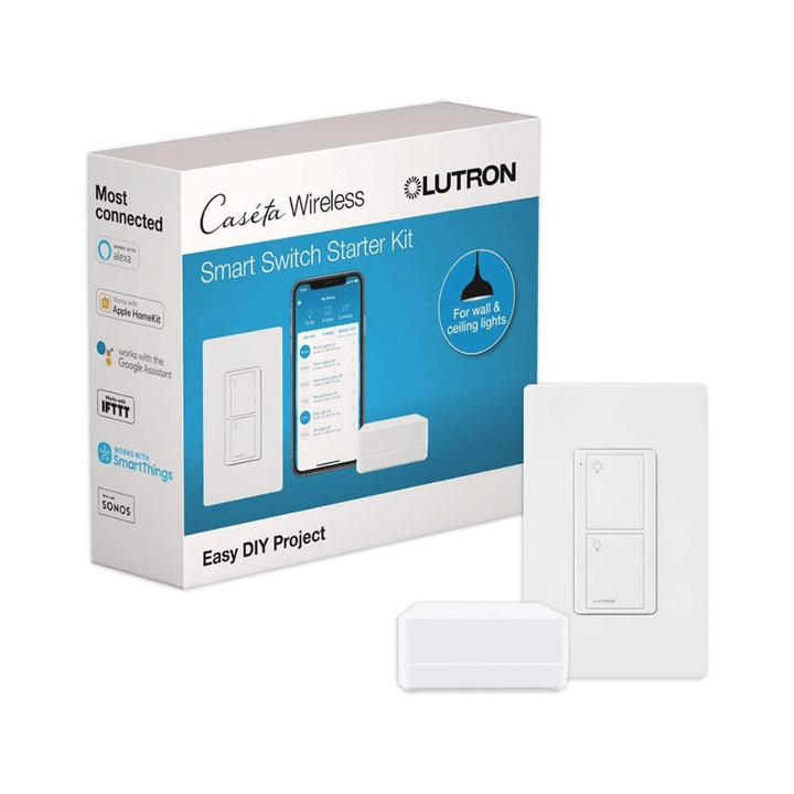 Lutron Caseta Smart Switch Starter Kit, White (P-BDG-PKG1WS)