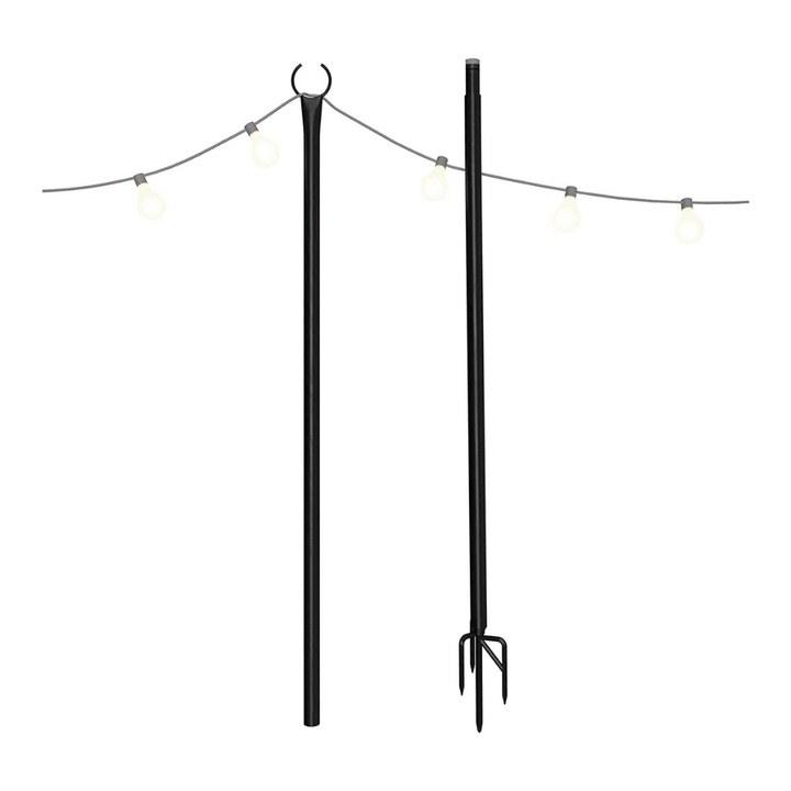 Holiday Styling String Light Pole, Outdoor Metal Poles With Hooks, Single Twist Pole