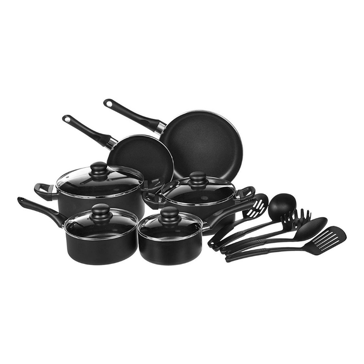 Amazon Basics Non-Stick Cookware Set, 15-Piece Set