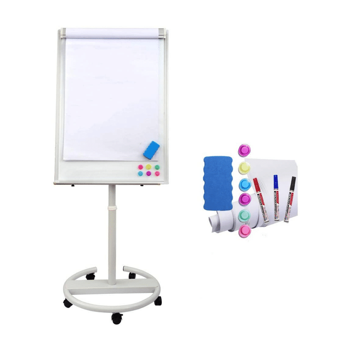 Dexboard Mobile Dry Erase Easel 40 x 28 inch, Rolling Round Stand Whiteboard