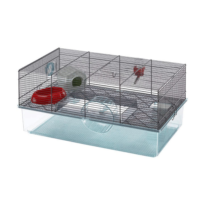 Ferplast Favola Hamster Cage, Free Water Bottle, Exercise Wheel, Food Dish & Hamster Hide-Out, Black