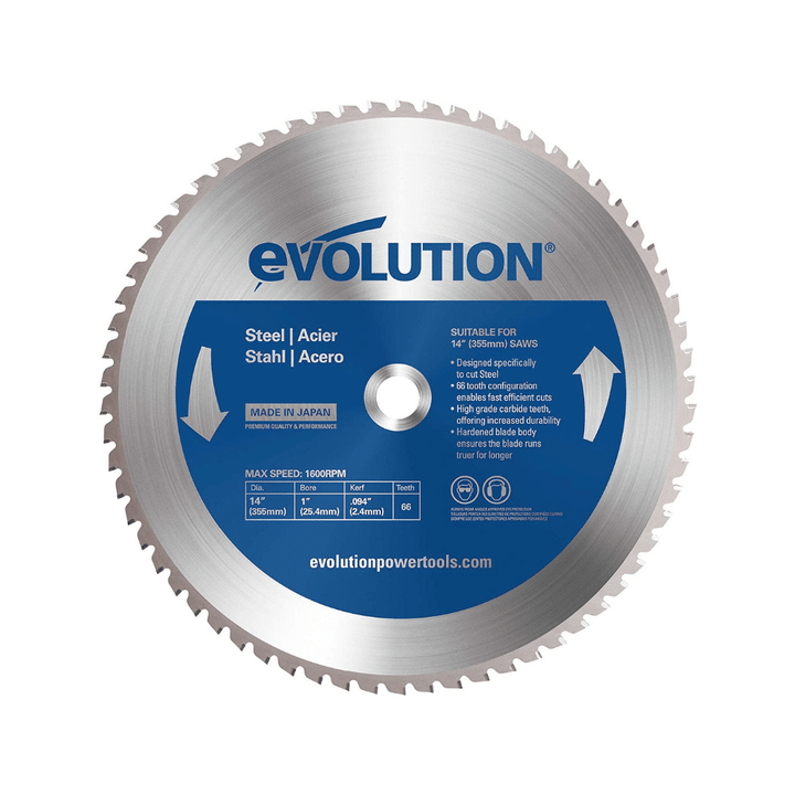 Evolution Steel Cutting Saw Blade, 14-Inch x 66-Tooth, Blue