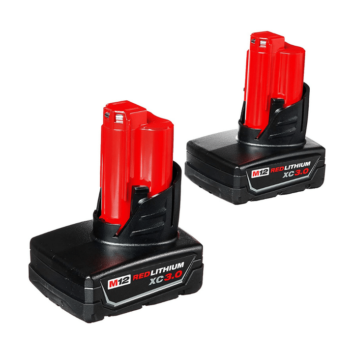Milwaukee 48-11-2412 Twin Pack Of 3.0 Amp Hour Extended Capacity 12V Lithium Ion Batteries