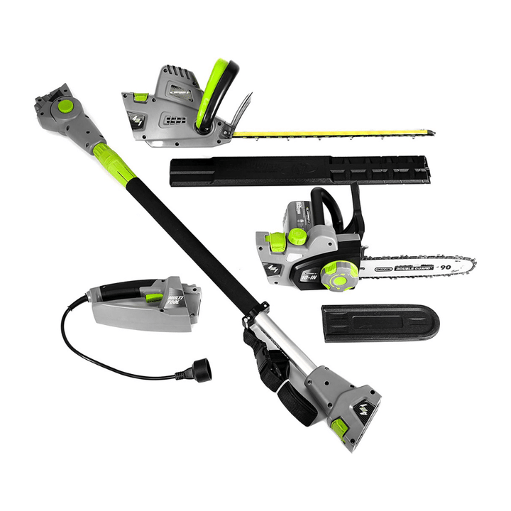 Earthwise 7Amp 10-In Handheld Saw, 4.5 Amp 17-In Pole Hedge Trimmer 4-in-1 Multi Tool
