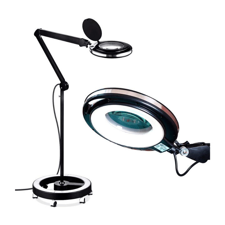 Brightech LightView Pro 6 Wheel Rolling Base Magnifying Floor Lamp, 3 Diopter 1.75X
