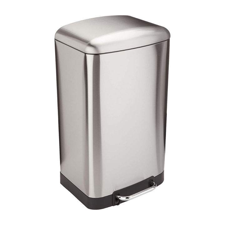 Amazon Basics 40 Liters Smudge Resistant Trash Can with Foot Pedal, Wide Style