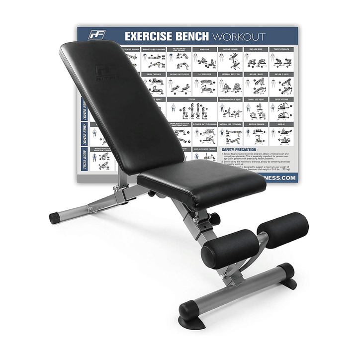 RitFit Adjustable, Foldable Utility Weight Bench for Home Gym