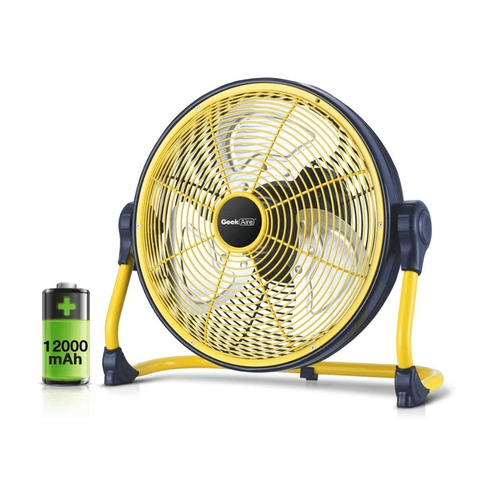 Geek Aire Fan, Battery Operated Floor Fan, Rechargeable Powered High Velocity Portable Fan
