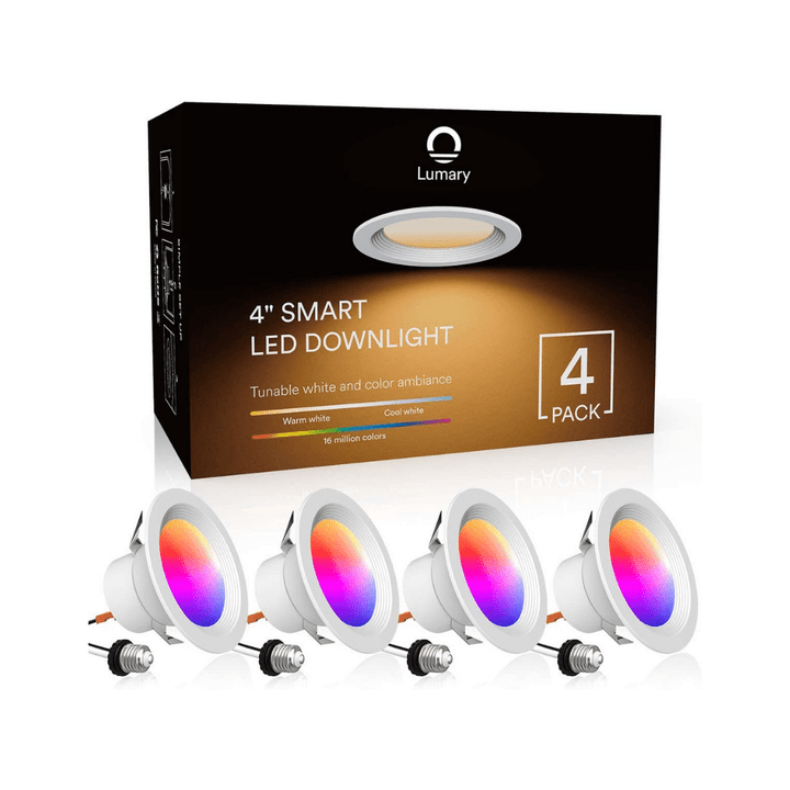 Lumary 4 Inch Smart LED Recessed Light Wi-fi Led Downlight, Compatible With Alexa Google Assistant, pack Of 4-Toolcent®