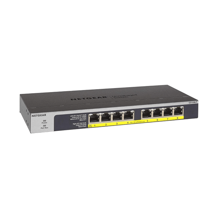 Netgear 8-Port Gigabit Ethernet Unmanaged PoE Switch (GS108LP)