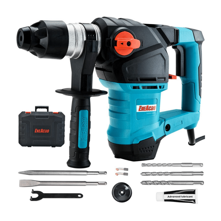 Eneacro ENRH3203 1-1/4 Inch SDS-Plus 12.5 Amp Heavy Duty Rotary Hammer Drill, Including Grease, Chisels and Drill Bits with Case