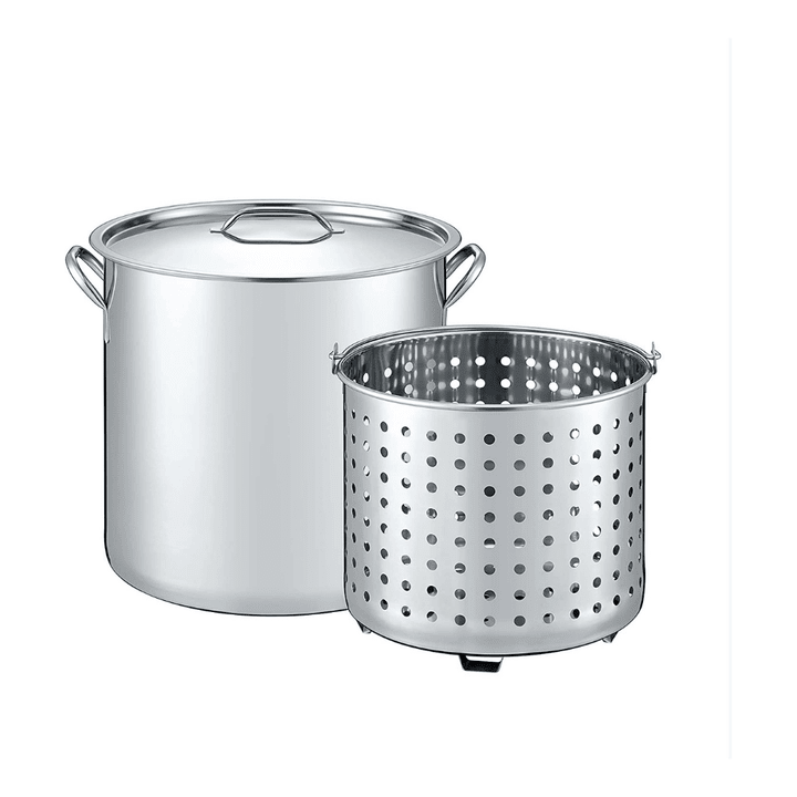 Concord 53 QT Stainless Steel Stock Pot w/ Basket, Heavy Kettle, Cookware For Boiling