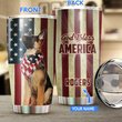 THU0176 German Shepherd God Bless America Personalized Stainless Steel Tumbler