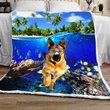 DIEDOG2307002-DIQDOG2307002 German Shepherd DIVING Quilt Bed Set & Quilt Blanket