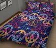 CHEH1006 Hippie Peace Love Music Quilt Bed Set