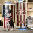 THU0171 Boston Terrier God Bless America Personalized Stainless Steel Tumbler
