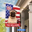 CHFD3010 Pug God Bless America Personalized House Flag