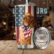 THU0175 Dachshund God Bless America Personalized Stainless Steel Tumbler