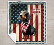 Black Dachshund God Bless America Quilt Bed Set & Quilt Blanket