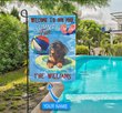 DIFP1003-BLACK Dachshund Personalized  Flag For Pools