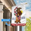 DIFDS1005-Dachshund Illinois Personalized Flag