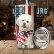 THU0168 Bichon Frisé God Bless America Personalized Stainless Steel Tumbler