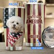 THU0168 Bichon Frisé God Bless America Personalized Stainless Steel Tumbler