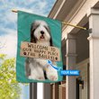 THF20072408 Old English Sheepdog-Welcome to our happy place Personalized Flag