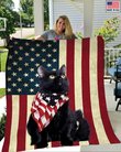 BIQ0502 Black Cat Flag Fleece Blanket – Made in USA