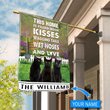 BIF2505 Black cat This Home Is Filled With Kisses Personalized Flag