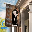 BIF20083108 Black Cat Welcome Personalized Flag