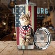 THU0173 Cat God Bless America Personalized Stainless Steel Tumbler